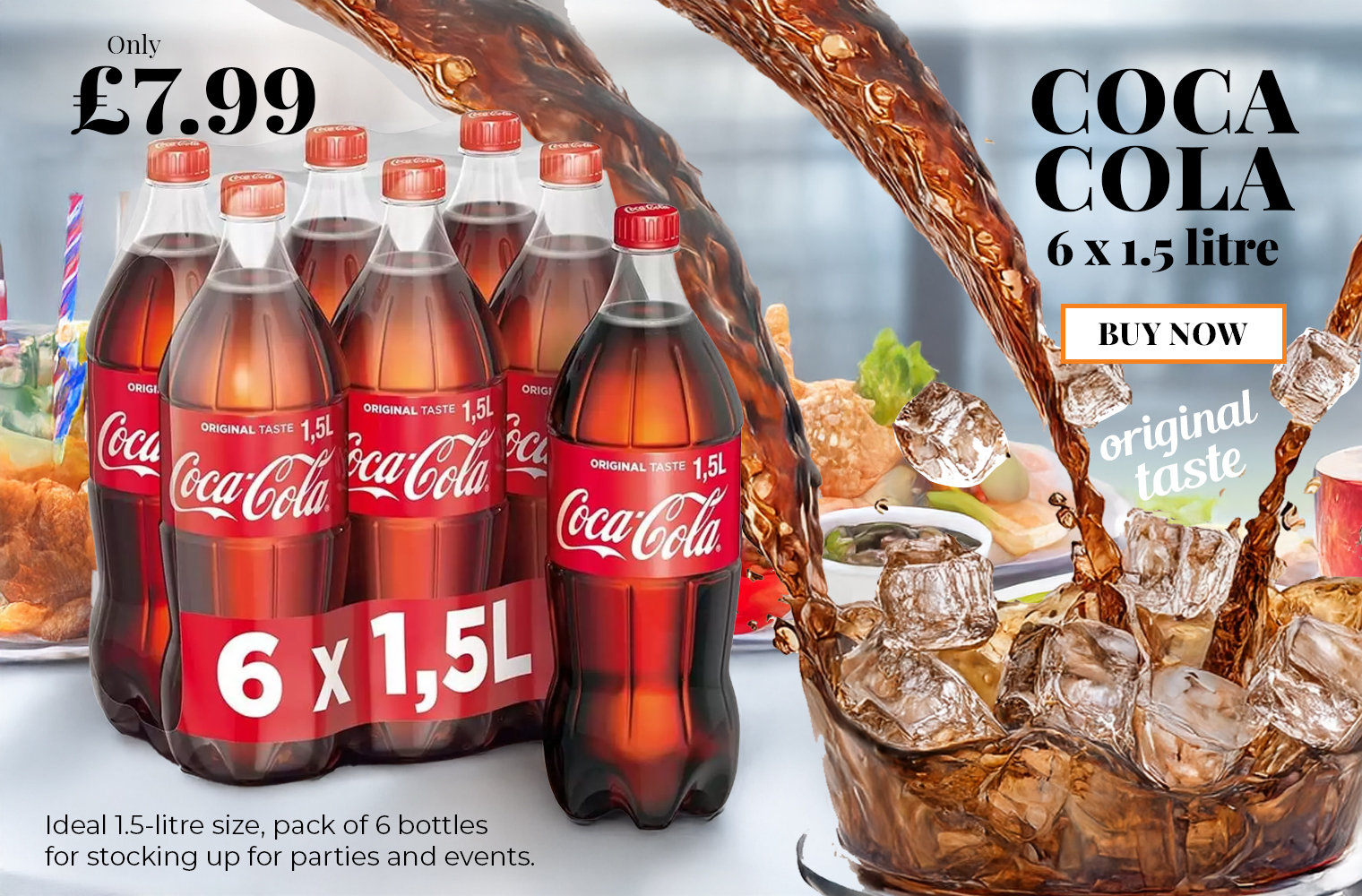Pack of 6 Coca-Cola - 1.5 Litre - Perfect for Parties and Events